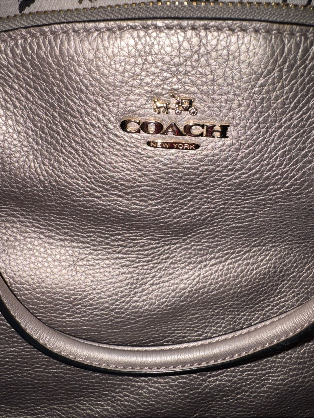 Coach Kelsey Satchel Metallic Pebbled Leather Tote - Silver - Picture 4 of 6